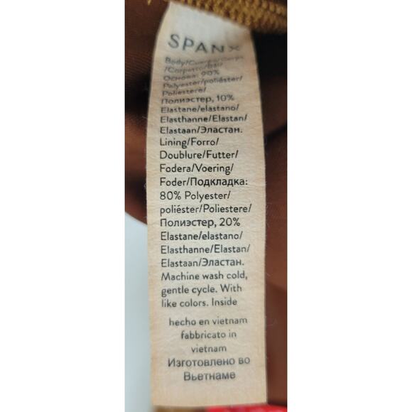 Spanx Faux Suede Leggings Caramel Tan Slimming Control HIgh Waisted Size Large - Picture 5 of 6